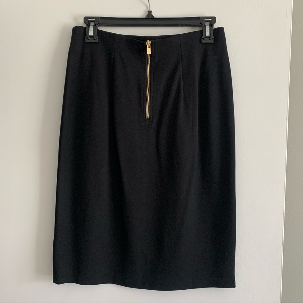 Philosophy Black Pencil Skirt with Gold Zipper
